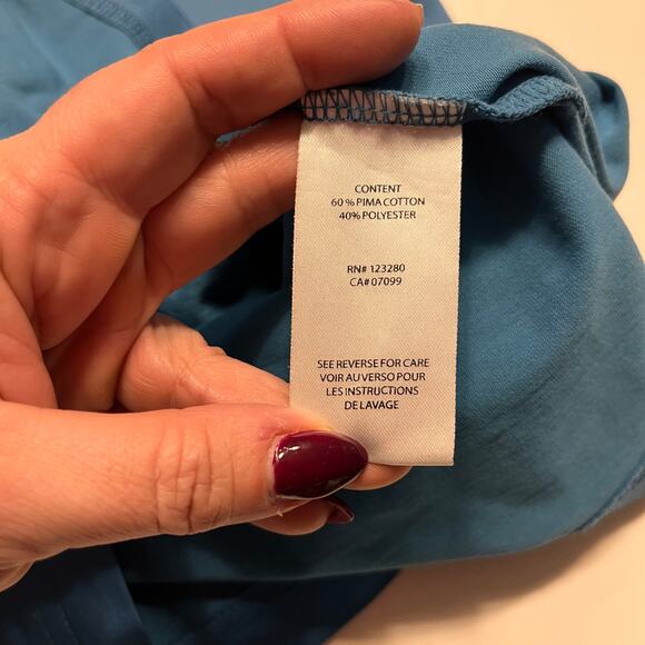 Travis Mathew Blue Colorblock Striped Short Sleeves Polo T-Shirt Size Large - Picture 4 of 9